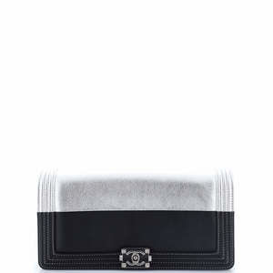 Chanel Small Bicolor Boy Flap Clutch Calfskin